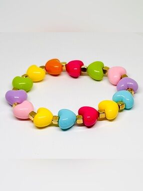 Colorful Heart Bead Stretch Bracelet - Multi